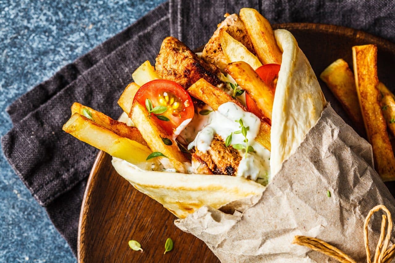 Gyro or Chicken Souvlaki Sandwich